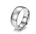 Polished silver titanium steel comfort fit wedding band ring with mirror finish - US 5 / 8mm / Silver