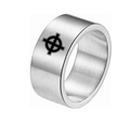 Bague en acier titane mat de 10mm avec symbole noeud celtique noir et fini brossé - Argent Croix