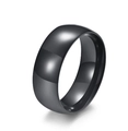 Polished black domed titanium steel ring with a smooth mirror finish for couples - US 5 / 8mm / Black