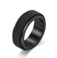 Men's minimalist black titanium steel ring with textured mesh weave design - US 6 / Black