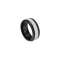 Industrial style black and silver titanium steel ring with gear edges and meteorite texture - US 6 / Black