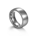 Detail of 8mm tungsten carbide ring featuring brushed matte surface and polished inner band - US 8 / Silver