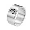 Bague de 10mm en acier inoxydable argenté avec nœud celtique et finition brossée - Argent Triquetra