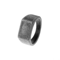 Men's vintage signet ring in distressed dark grey steel with a rectangular flat face - US 7 / Antique Silver