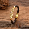 Bracciale bohémien in pelle con simbolo dell'infinito dorato e gemme colorate - Stile Simbolo dell'Infinito (Stile-2)