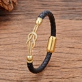Vintage hand-woven black leather bracelet with gold infinity knot and cubic zirconia - Infinity Knot Style (Style-2)