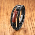 Détails du bracelet multicouche en cuir avec pierre œil de tigre et fermoir magnétique - Agate-B
