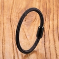 Minimalistisches lila-schwarz geflochtenes Armband mit schwarzem Magnetverschluss - Lila Schwarz Mit Schwarzer Schließe (Stil 8)