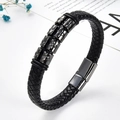 Pulsera clásica de cuero trenzado negro con deslizadores metálicos punk y cierre magnético - Deslizador en Relieve de Agujero Redondo Negro Pistola (款式-3)
