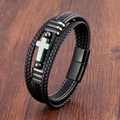 Détail du bracelet multicouche en cuir pour homme avec croix et fermoir aimanté - Fermoir Noir-Croix Crème