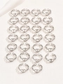 Set di 26 anelli regolabili in argento con trama a catena e lettere A-Z su fondo in pietra - Lettera A / 1.7cm / Argento