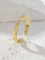 Verstellbarer goldener Doppelherz-Ring mit Zirkonia-Steinen für einen minimalistischen Stil - Geometrisches facettiertes Design (Stil 2) / Gold