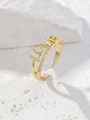 Goldener doppelstöckiger Herzring mit LOVE-Gravur, Zirkonia und verstellbarem offenem Design - LOVE-Buchstaben-Stil (Stil 8) / Gold