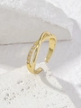 Verstellbarer goldener Doppelring mit rosa Zirkonia-Besatz und polierter Oberfläche - Überkreuztes Doppelring-Design (Stil 1) / Gold