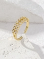 Eleganter vergoldeter doppelreihiger Zirkonia Herzring mit offenem Design - Drei-reihig Voll-Strass (Stil 6)