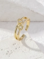 Eleganter vergoldeter, zweilagiger, offener Ring mit funkelnden Zirkonia-Edelsteinen - Zweilagiger geometrischer Kreis (Stil 11)