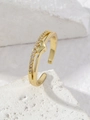 Zweilagiger goldener Herz-Ring mit rosa Zirkonia-Steinen und verstellbarer Schiene - Doppelreihiger Herz-Strass-Stil (Stil 12)