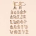 Goldene Ohrringe Set mit 26 Buchstaben-Anhängern und Zirkonia besetzten Creolen - Buchstabe A / Gold