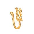 U-shaped non-piercing gold nose clip with Aquarius constellation symbol design - Aquarius / Gold