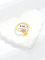 Detailansicht goldener Sternring mit 2 cm Innendurchmesser und Maßangabe im Bild - Rosa und Gelber Stern