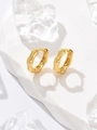 Detailed macro shot of gold bamboo geometric hoop earrings on white stone and ice - Real Gold / Bamboo Joint Smooth Hoop Earrings