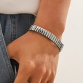 Men's minimalist silver stainless steel stretch bracelet with embedded crystals - Minimalist Modular Style (Style 6)