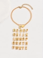Detail view of double-layered gold heart anklet with 26 customizable alphabet letters - Letter A (A) / Gold