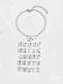 Double-layered stainless steel heart anklet with custom 26 A-Z capital letter charms - Letter A (A) / Silver
