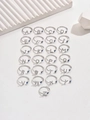 Dettaglio degli anelli in argento con lettere, charm occhio greco e diamanti - Lettera A / Argento