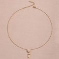 Goldene Edelstahlkette mit Herz- und Jungenanhänger sowie Zirkonia-Steinen für Damen - Edelstahl / Jungen-Stil (XXDZ-775)