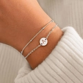Bracciale a doppio strato in acciaio inossidabile argento con catena a sfere e lettera A - Lettera A(A) / Argento
