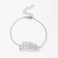 Bracciale con nome Billie in acciaio inossidabile con catena regolabile e moschettone - Bracciale Billie