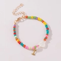 Kleurrijke kralenarmband met schelpen hartje en een gouden bedeltje met de letter I - Letter I Stijl (B2504240890)