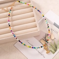 Collana bohémien con perline colorate e ciondolo dorato a forma di lettera I - Lettera I