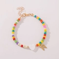 Kleurrijke kralenarmband met schelpen hart hanger en goudkleurige letter R bedel - Letter R Stijl (B2504240890)