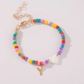 Kleurrijke kralenarmband met schelpen hartje en gouden letter Y hanger voor dames - Letter Y Stijl (B2504240890)