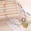 Collana bohémien con perline colorate e ciondolo a lettera U dorata stile bubble - Lettera U