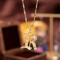 Gothic style gold plated letter R pendant necklace with zircon stones on a twist chain - Letter R