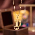 Gold plated letter D pendant necklace with sparkling cubic zirconia on bamboo chain - Letter Y