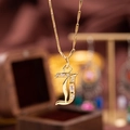 Gold plated alphabet letter J necklace with sparkling cubic zirconia on twist chain - Letter J