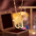 Elegant gold-plated necklace with a zircon-inlaid letter W pendant on a bamboo chain - Letter W