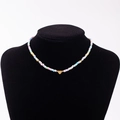 Rainbow bead necklace with a golden heart pendant engraved with the letter W - Letter W