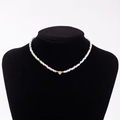 Colorful macaron beaded necklace with golden Z initial heart pendant for women - Letter Z