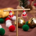 Orecchini a forma di Babbo Natale in smalto su supporto dorato con decoro festivo - Babbo Natale