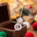 Silver luxury letter K pendant necklace with cubic zirconia in a festive gift box - Letter K