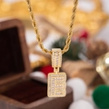 Collana di lusso placcata in oro con ciondolo lettera E e zirconi incastonati - Con Catena a Corda 50cm / Lettera E