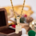 Collana con pendente lettera F in oro con zirconi cubici e catena a torsione - Con Catena a Corda 50cm / Lettera F