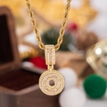 Collana a corda dorata con ciondolo circolare pavé di cristalli in stile festivo - Con Catena a Corda 50cm / Lettera O