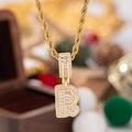 Collana di lusso placcata in oro con ciondolo lettera B con pavé di cristalli lucidi - Con Catena a Corda 50cm / Lettera R