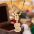 Collana con ciondolo lettera S ghiacciata con zirconi su catena a corda oro - Con Catena a Corda 50cm / Taglia S